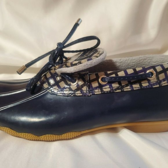 Sperry Topsider Navy Dark Blue Checkered Waterproo - Picture 3 of 11